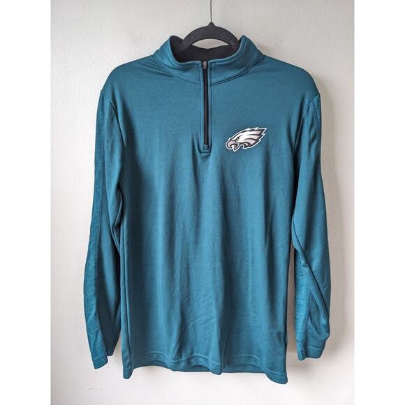 NFL Team Apparel Mens Size Small Eagles Shirt Dark Green Quarter Zip Long Sleeve - Picture 5 of 11